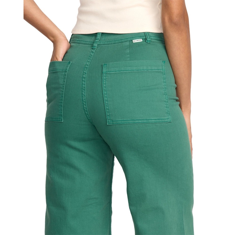 Billabong Free Fall High Waisted Wide Leg Raw Hem Twill Pants Green 27 - Picture 3 of 10